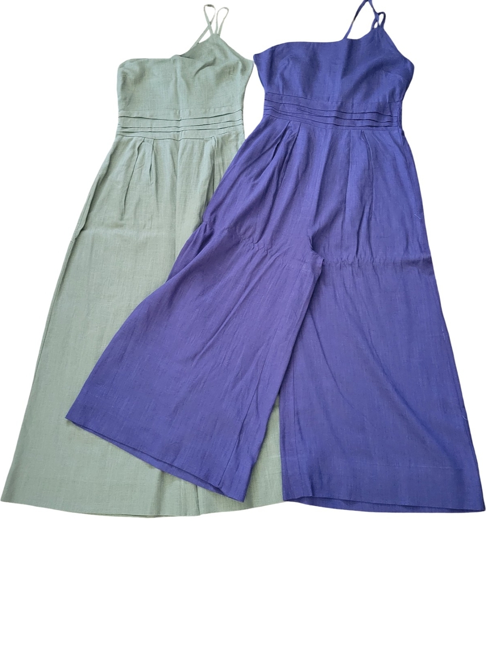 Women’s Wide-Leg Jumpsuit with One Shoulder Spaghetti Straps - Blue & Sage